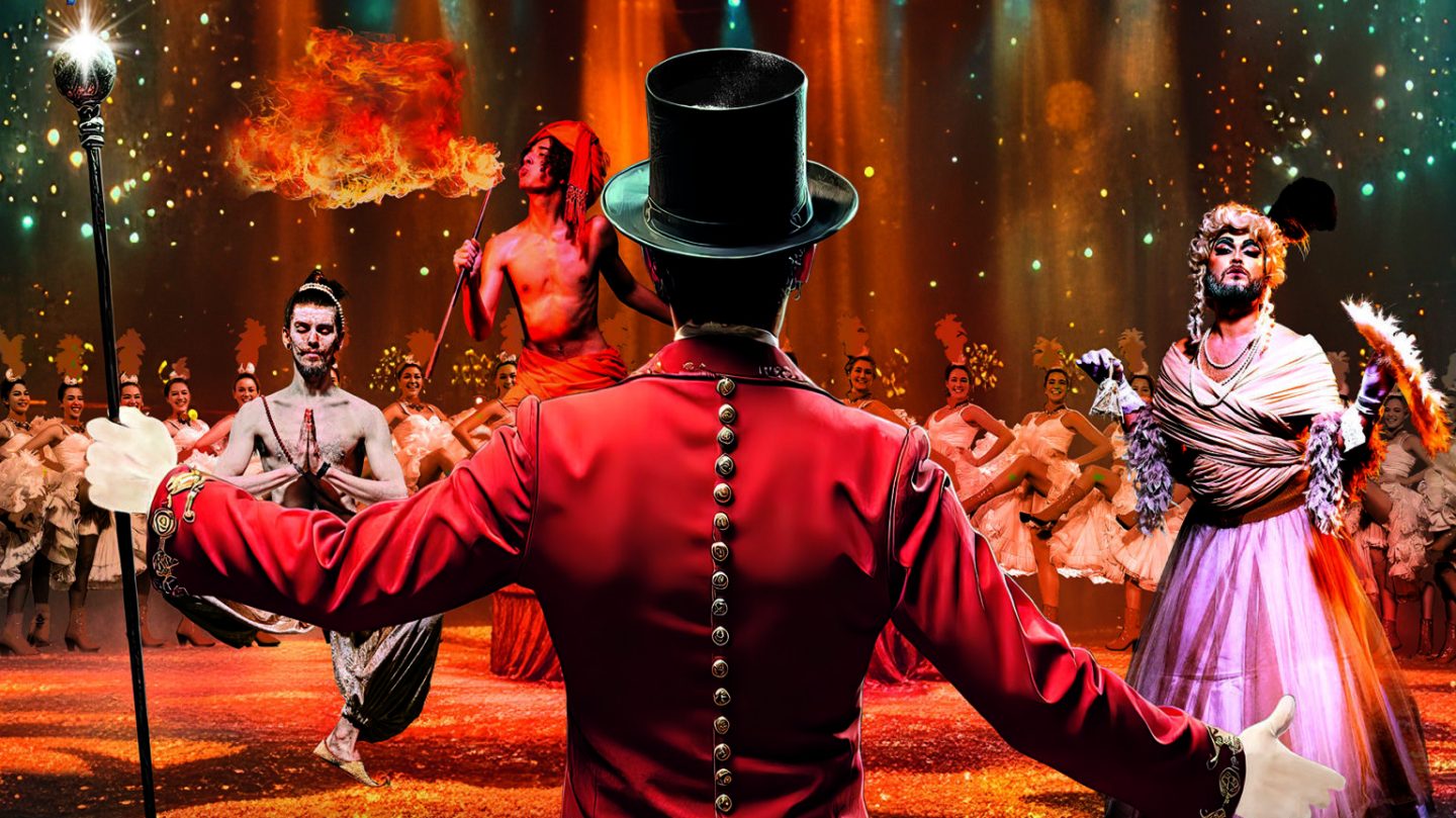 An empty and atmospheric circus ring, compelling with dramatic l